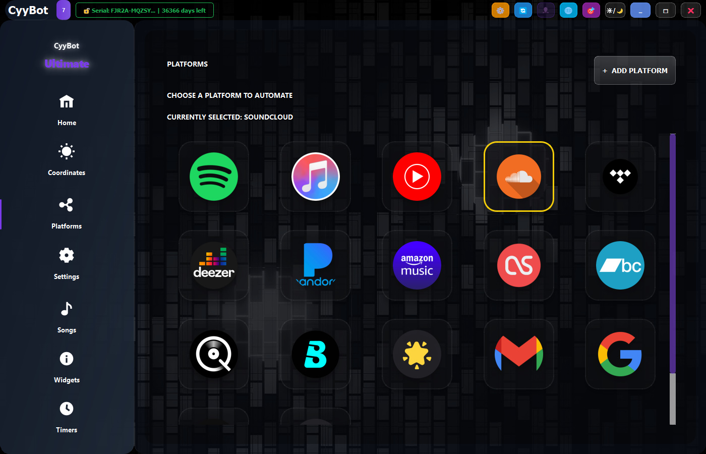 CyyBot Streaming Bot Works on all major streaming platforms, generates full time streams, safe and undetectable, works on soundcloud, apple music, spotify, tidal, qobuz, boom play, and many more